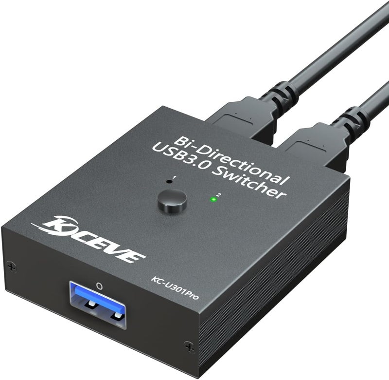 MLEEDA USB 3.0 Switch Selector, Bi-Directional USB Switch 2 in 1 Out / 1 in 2 Out, USB3.0 Switcher for 2 Computers Share Keyboard Mouse Scanner Printer - Image 1